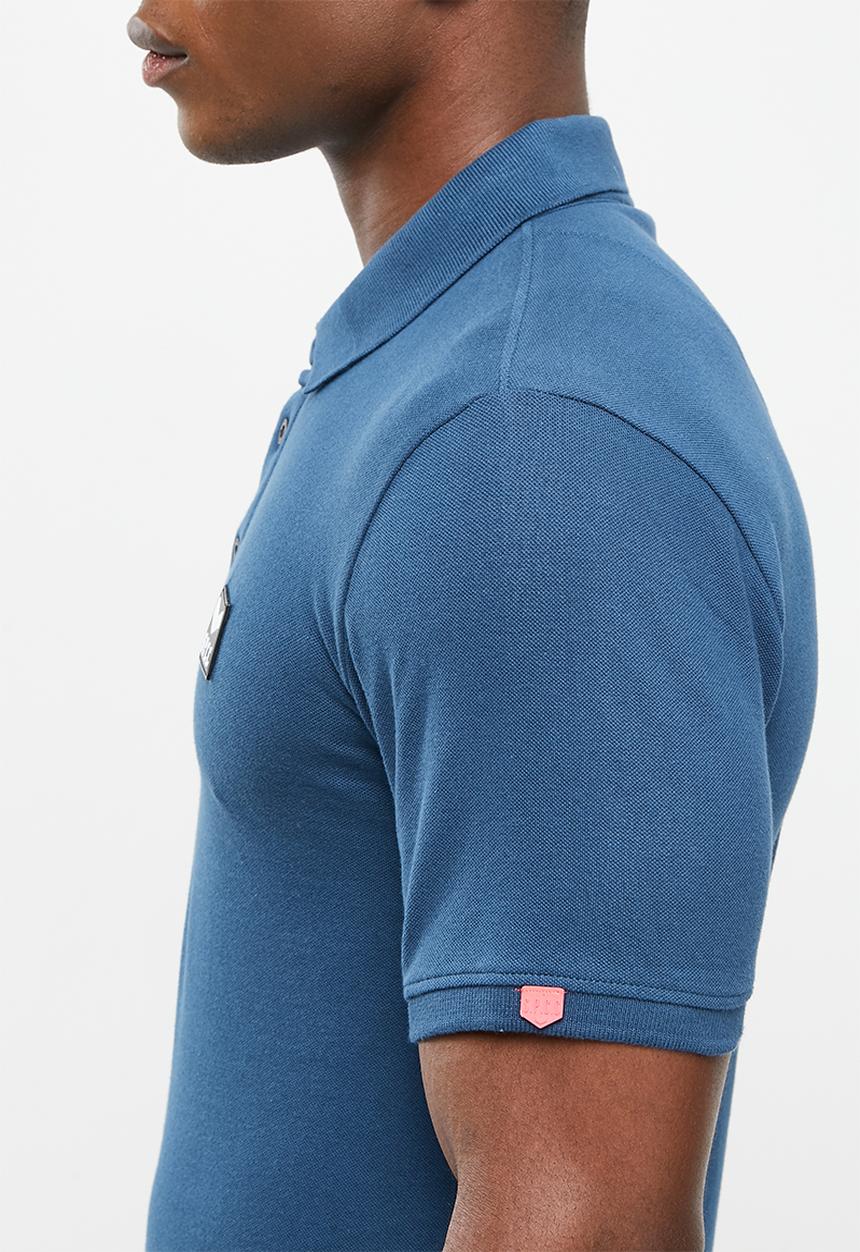 S.P.C.C - Cayenne slimline fit side slit straight hem polo - denim blue