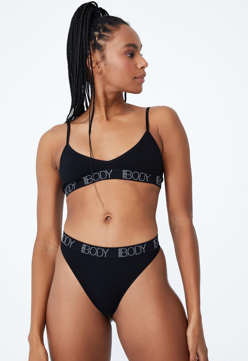 Cotton On - Seamless triangle bralette - black 