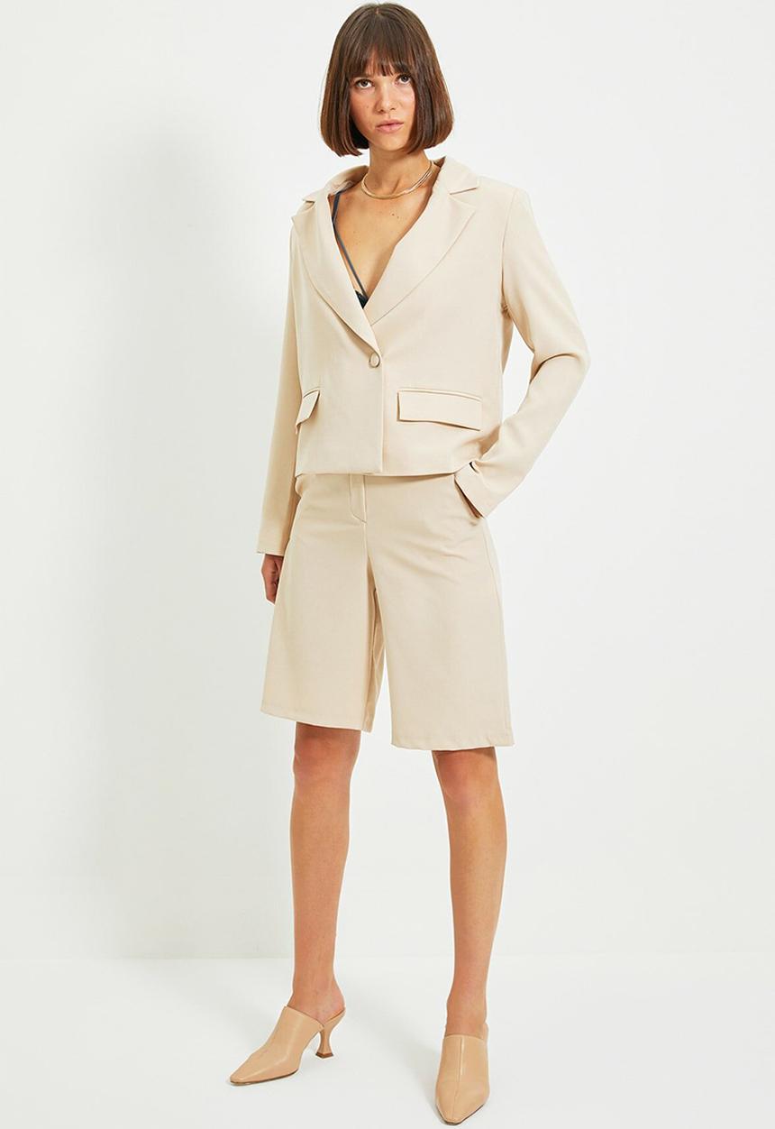 Trendyol - Zipper shorts bermuda - stone