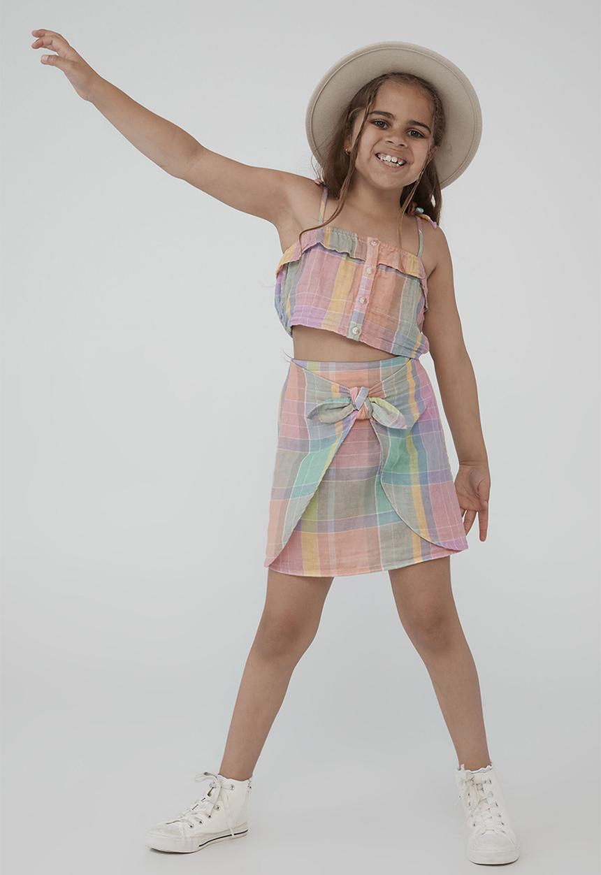 Cotton On - Lucille skirt - rainbow check