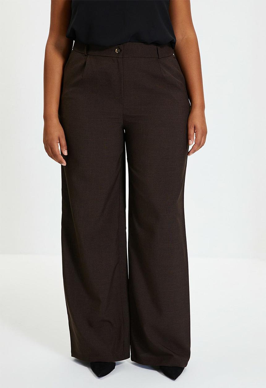 Trendyol - Pleated wide leg trousers - brown