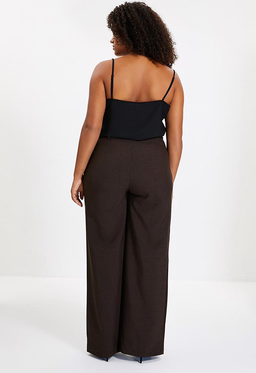 Trendyol - Pleated wide leg trousers - brown