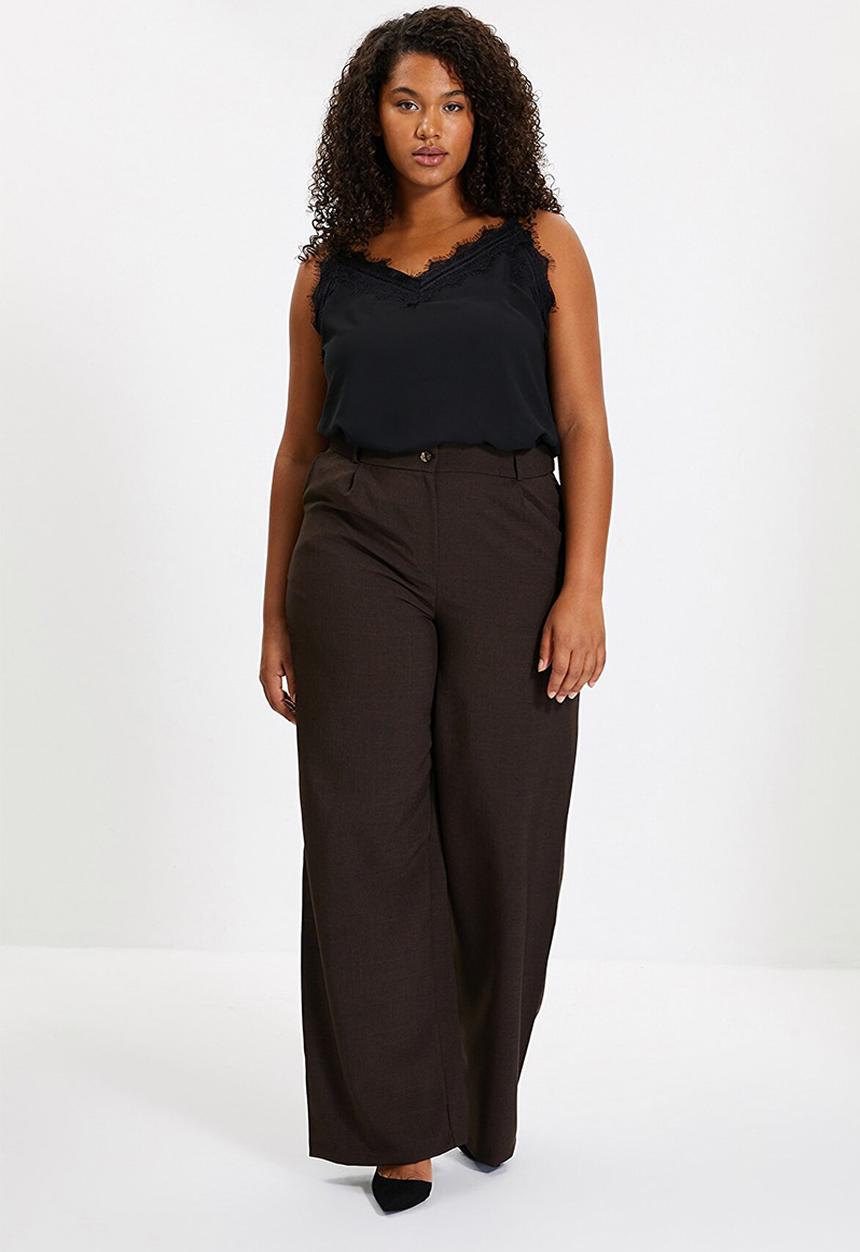 Trendyol - Pleated wide leg trousers - brown