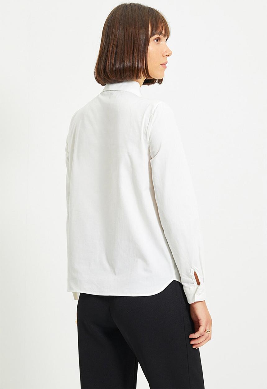 Trendyol - Tie detail blouse - white