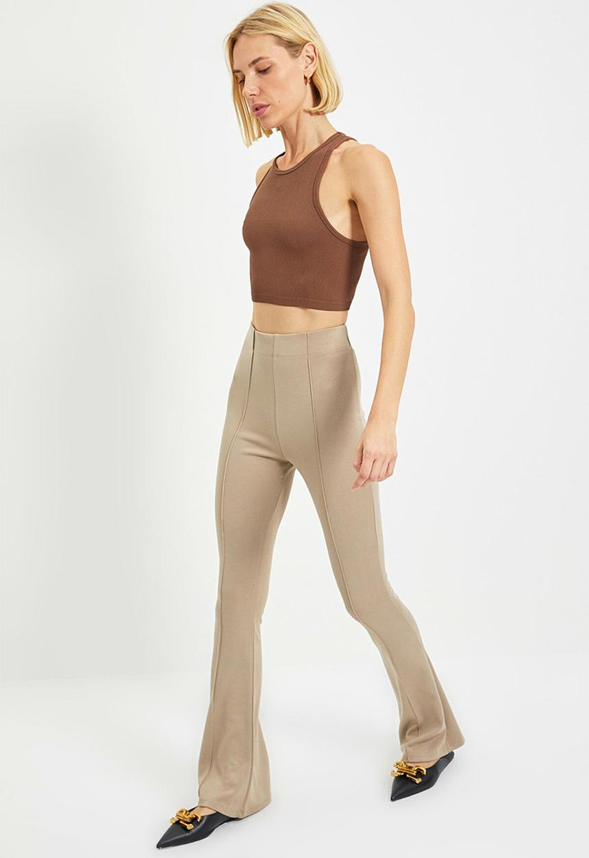 Trendyol - Flare knit trousers - mink