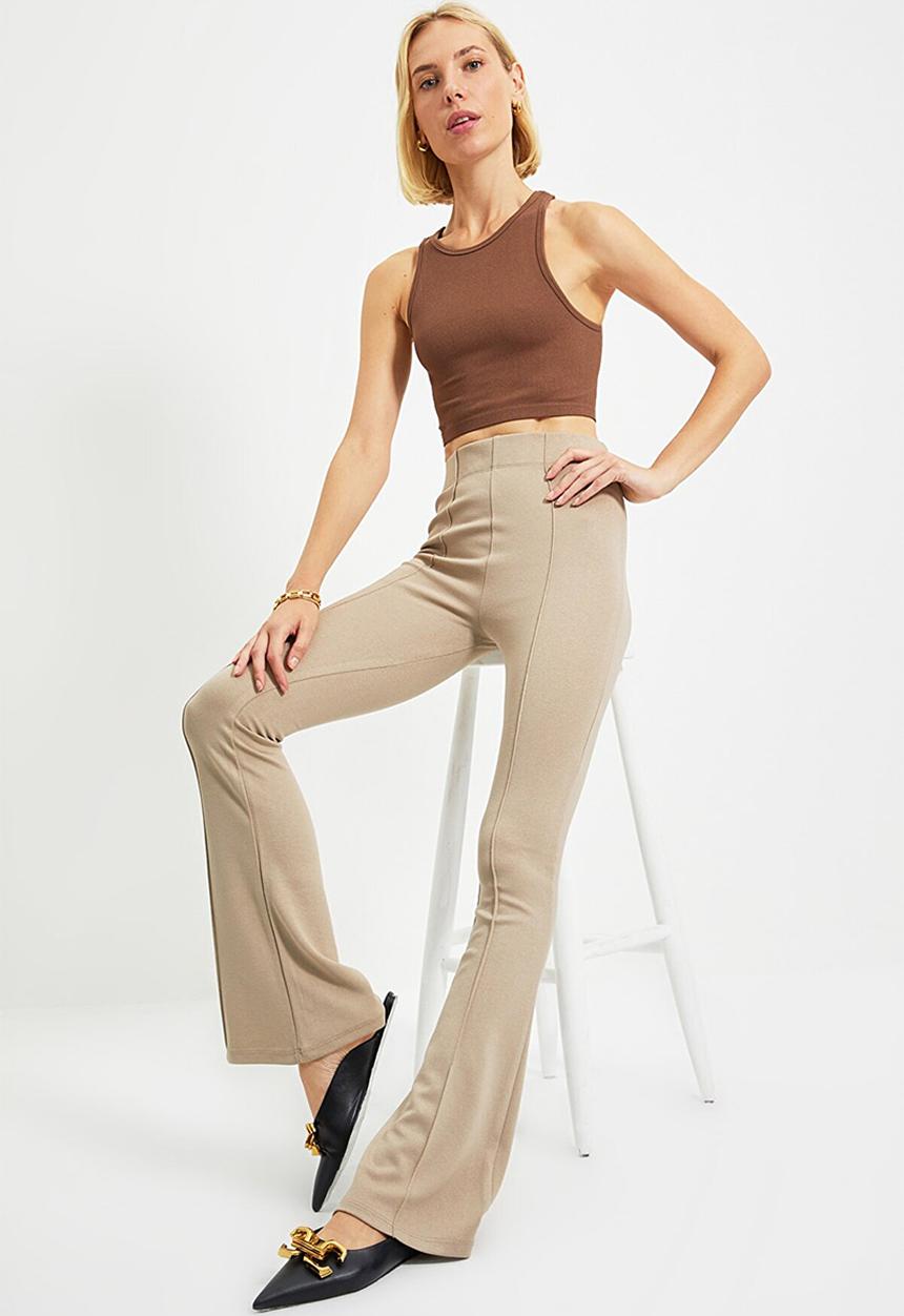 Trendyol - Flare knit trousers - mink