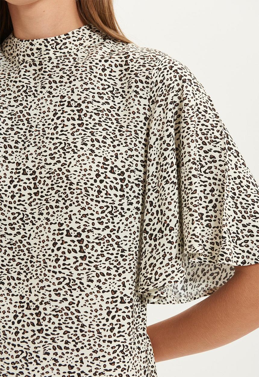 Trendyol - Flutter sleeve dress - stone & black 