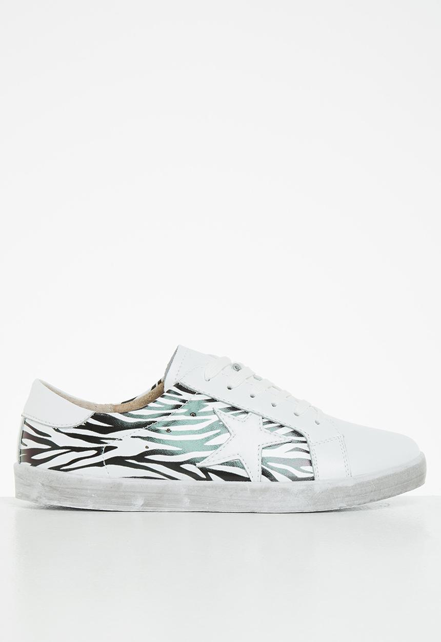 Julz - Samantha leather sneaker - black & white 