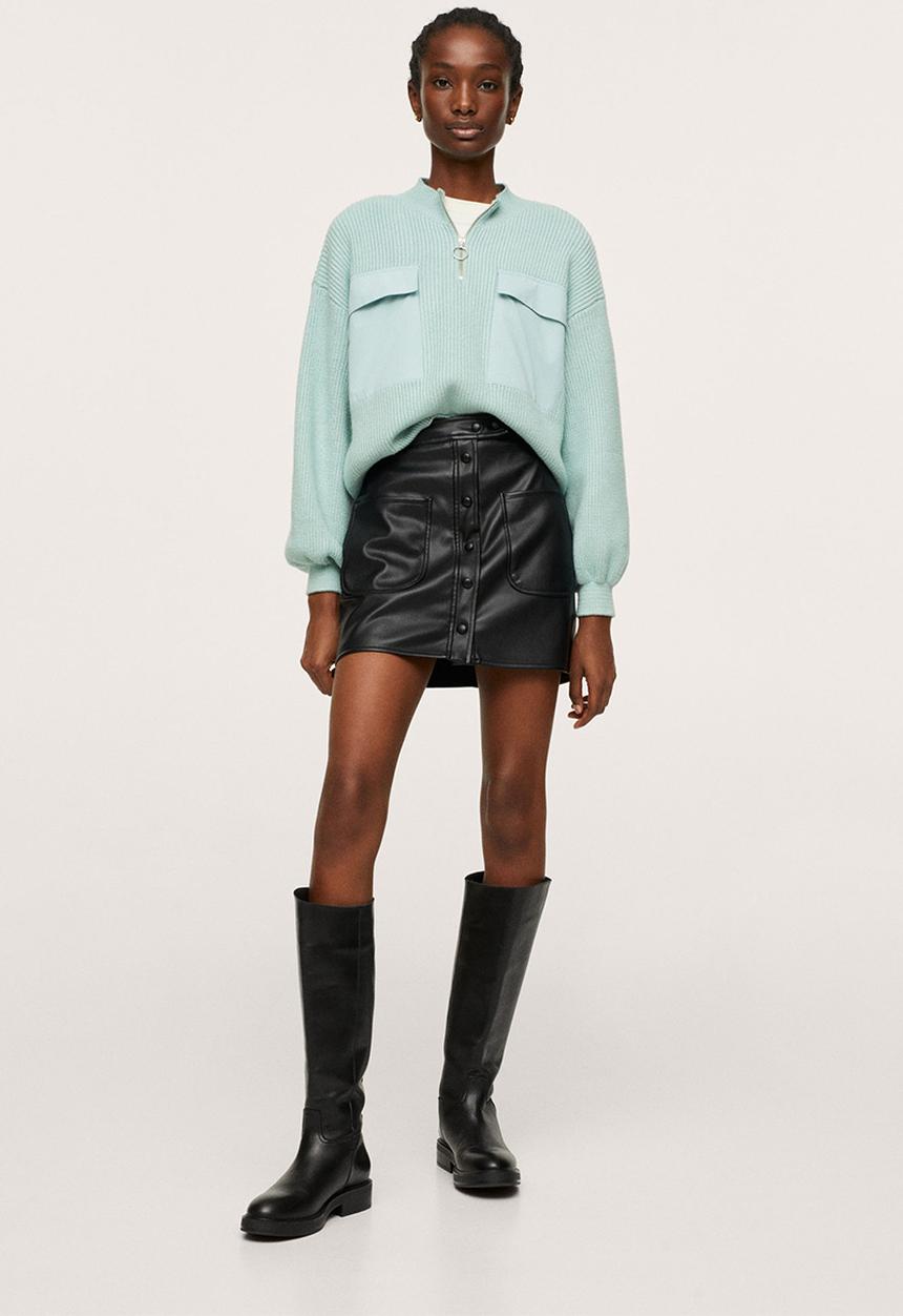 MANGO - Sweater pockets - light pastel green