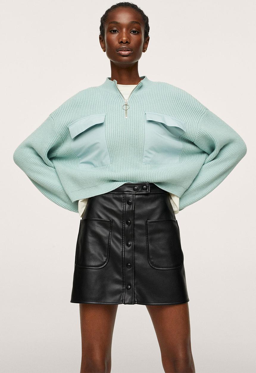 MANGO - Sweater pockets - light pastel green