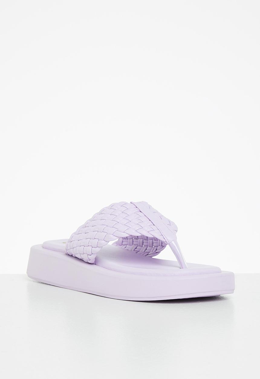 Plum - Kiwi plaited chunky flatform flip flop - lilac