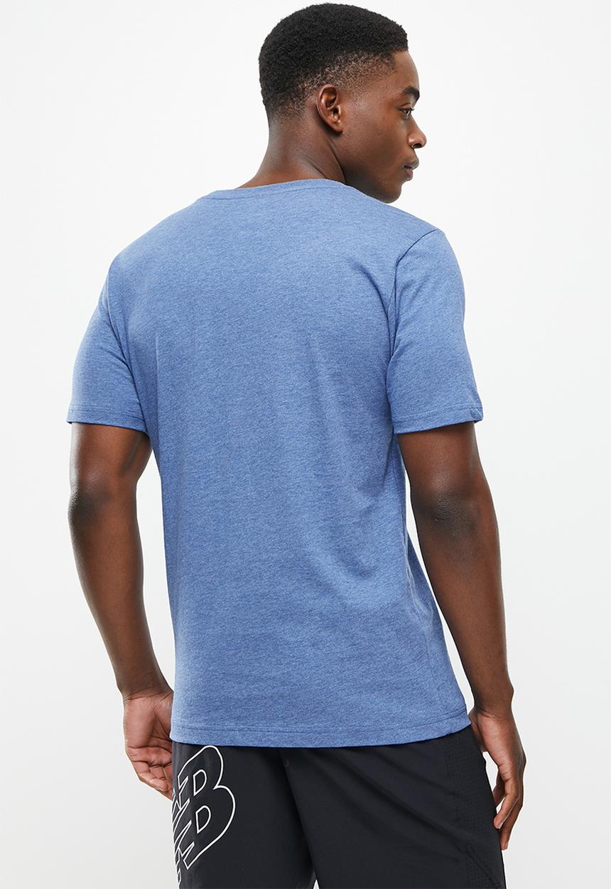 New Balance  - Nb essentials stacked logo tee - oxygen blue heather