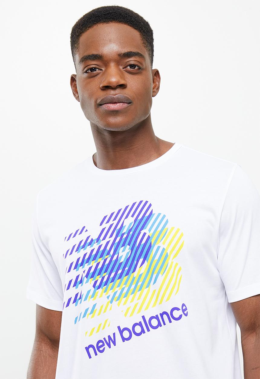 New Balance  - Tenacity heather tech short sleeve - white & blue