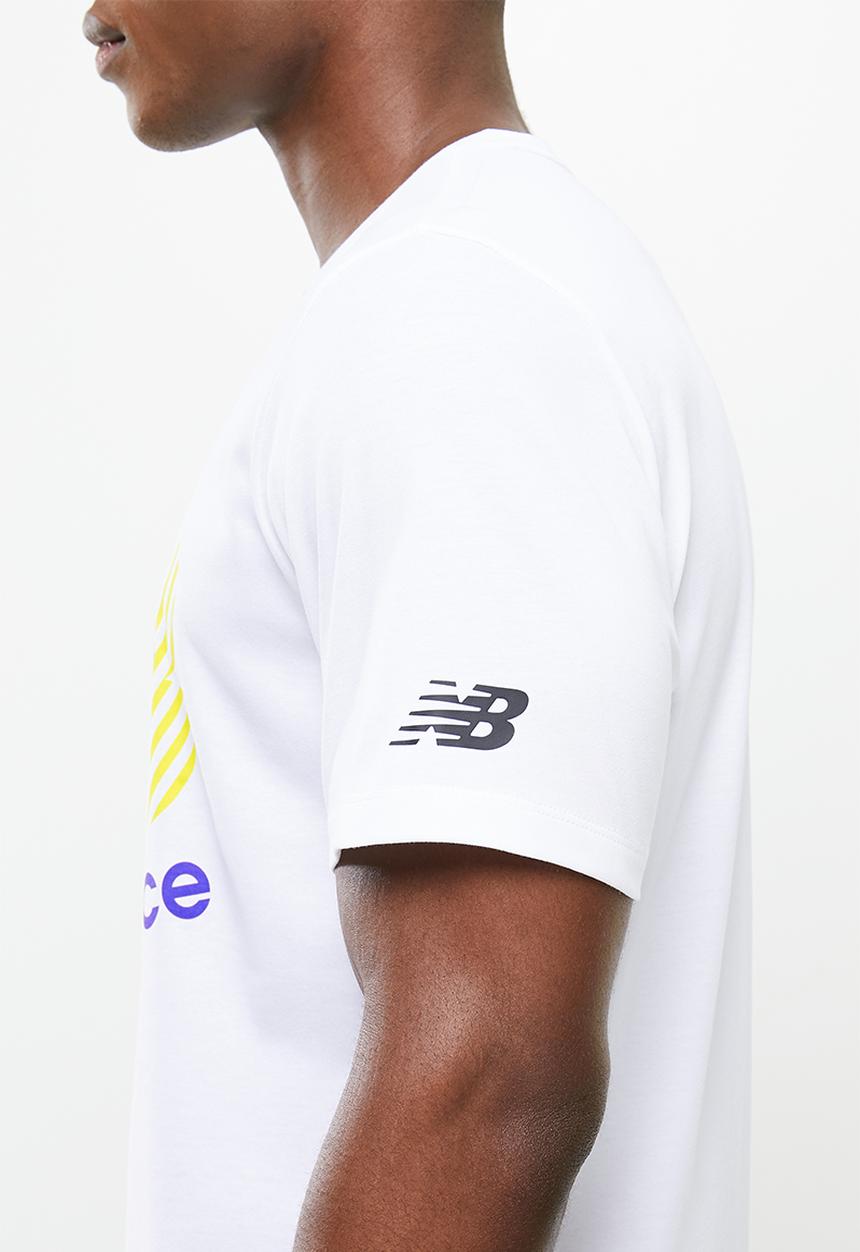 New Balance  - Tenacity heather tech short sleeve - white & blue