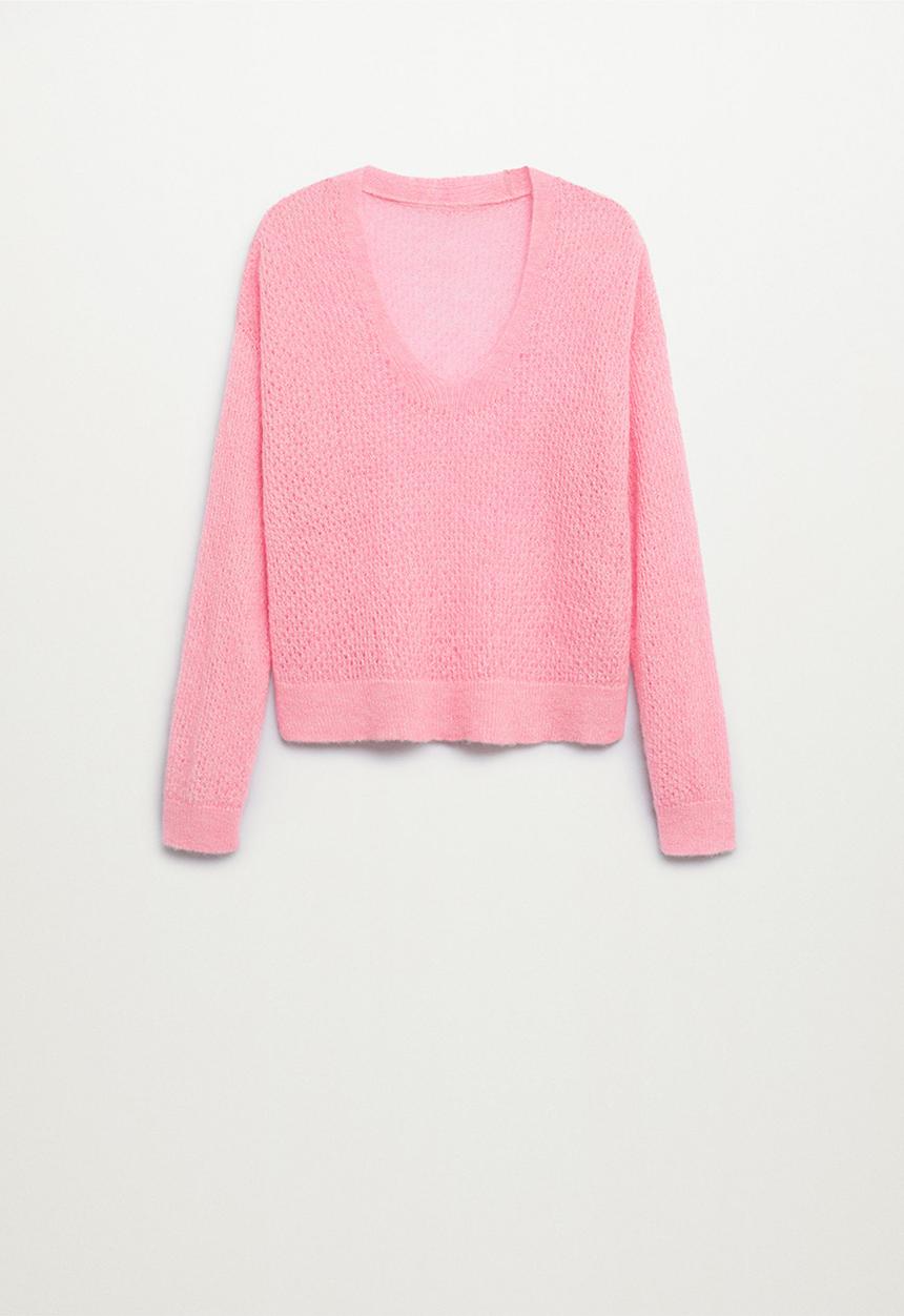 MANGO - Sweater gery - light pastel pink