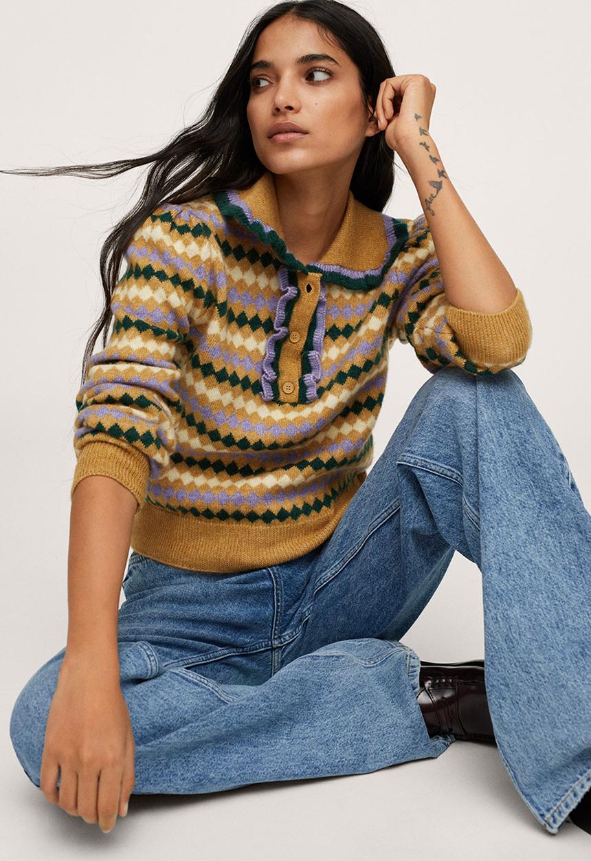 MANGO - Sweater arlequin - medium yellow