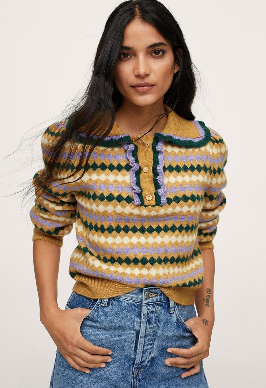 MANGO - Sweater arlequin - medium yellow