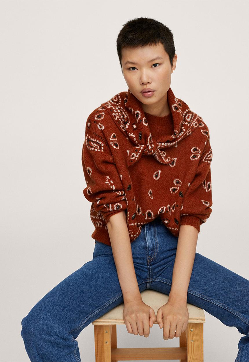MANGO - Sweater bandana - brown