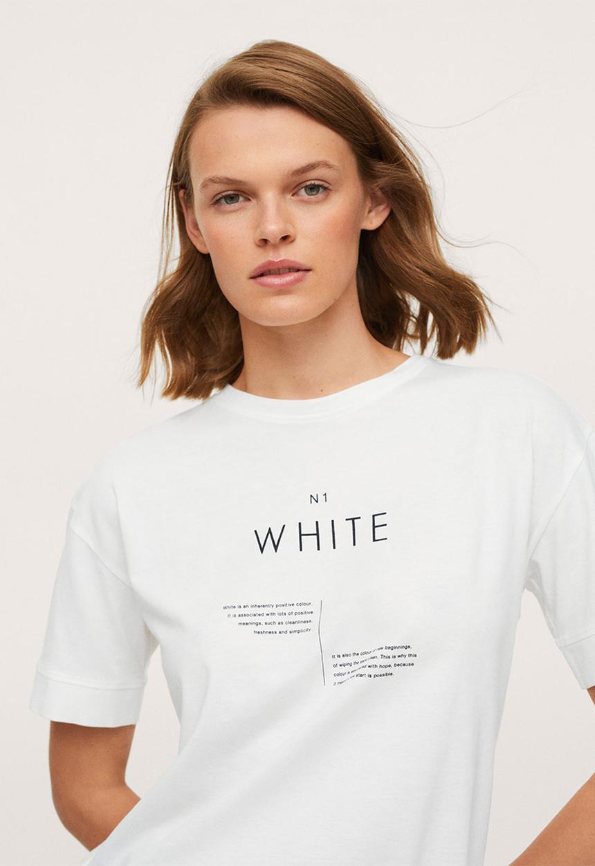 MANGO - T-shirt pstcolor - white