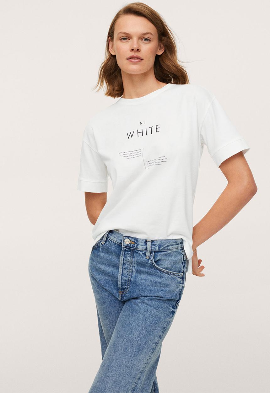 MANGO - T-shirt pstcolor - white