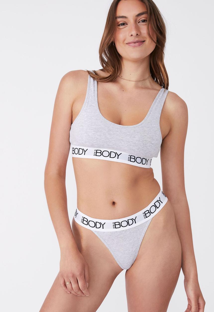 Cotton On - Body organic cotton tanga g-string brief - grey marle