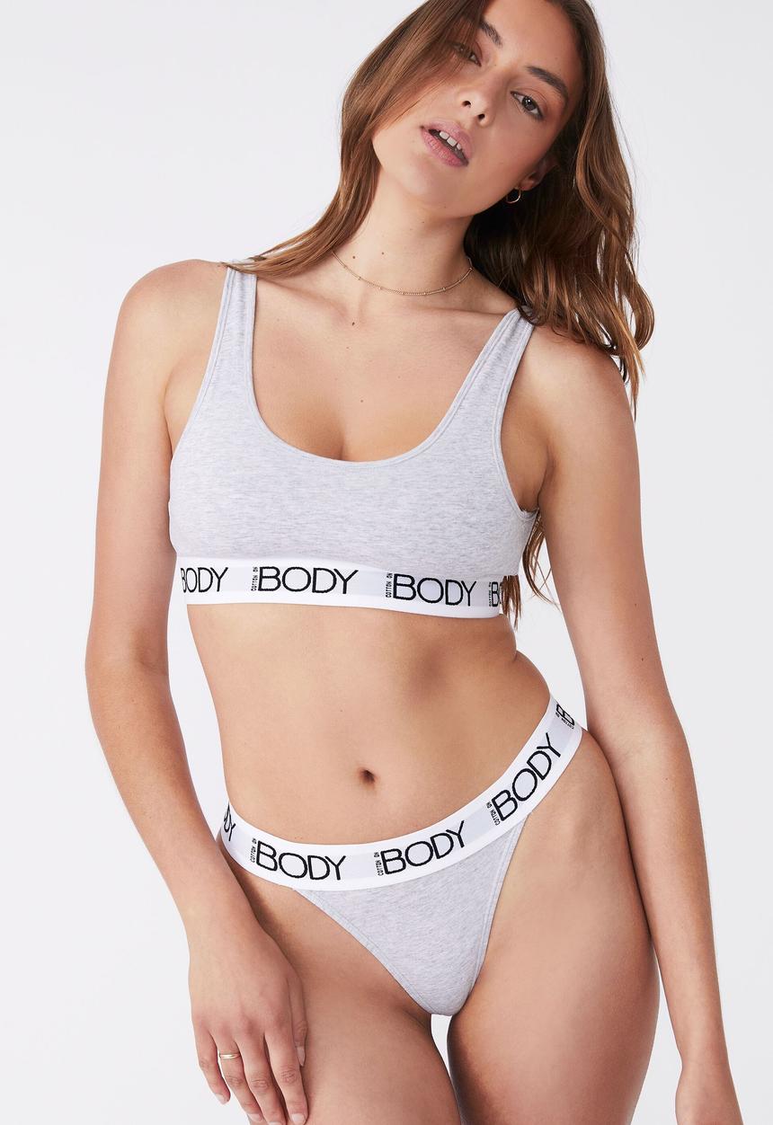 Cotton On - Body organic cotton tanga g-string brief - grey marle