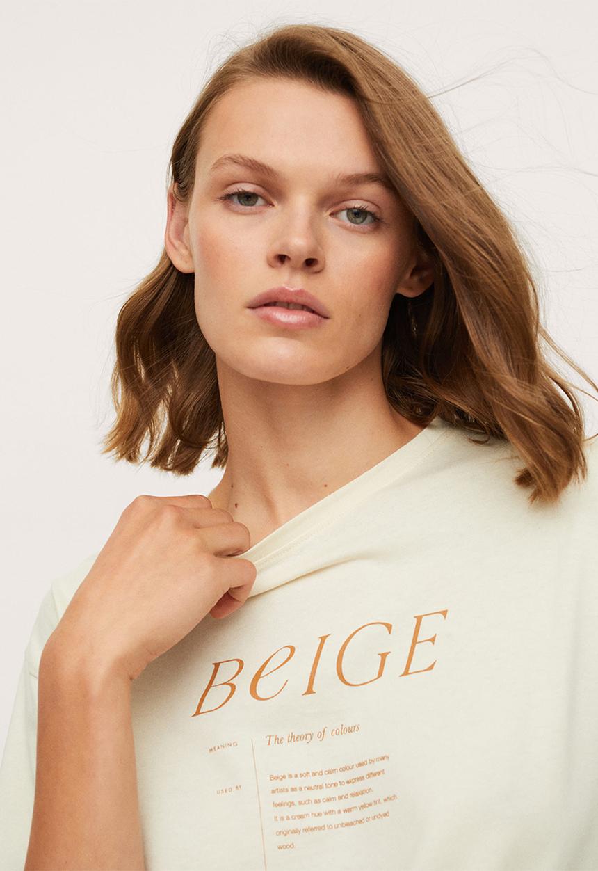 MANGO - T-shirt pstcolor - light beige