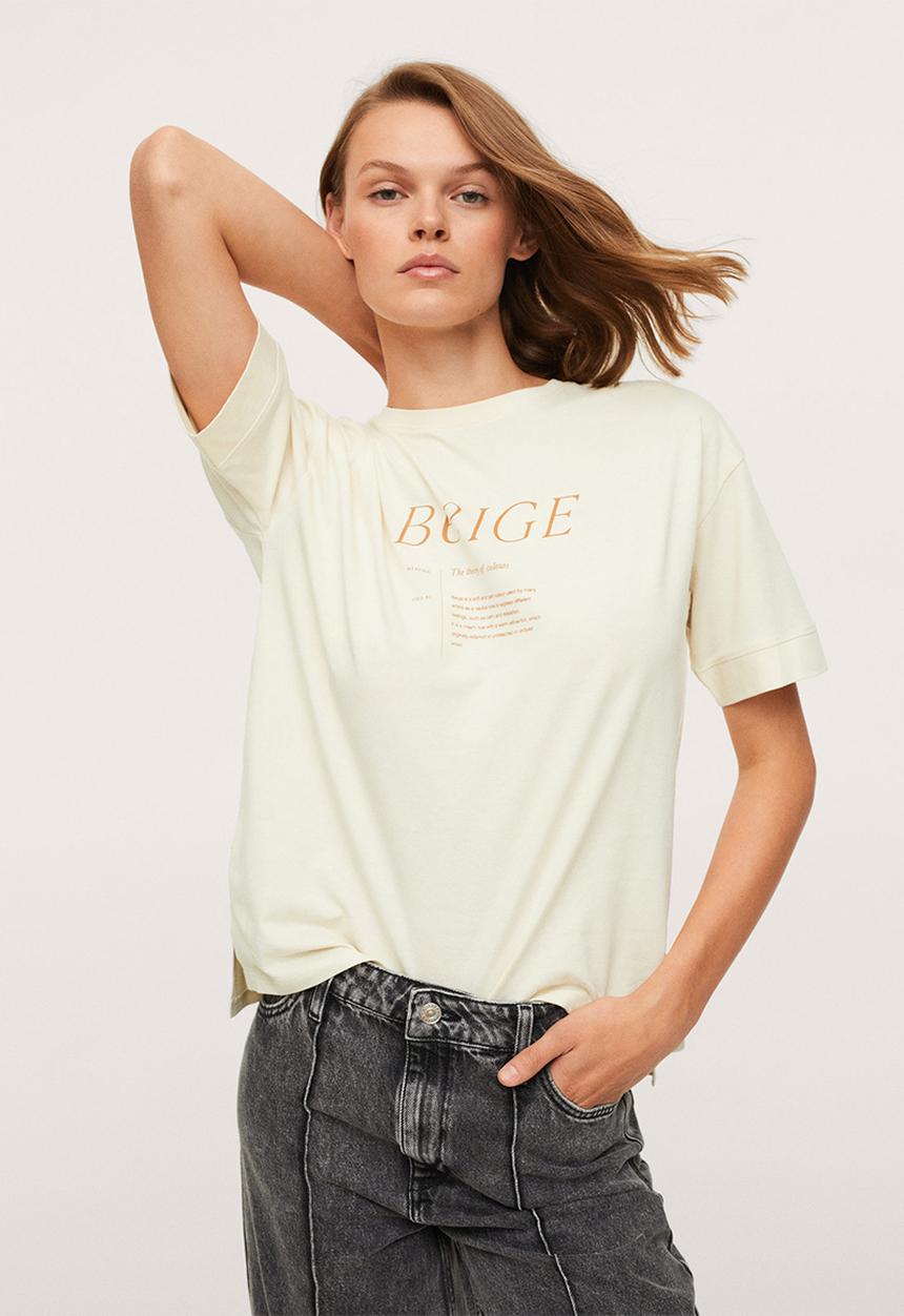 MANGO - T-shirt pstcolor - light beige