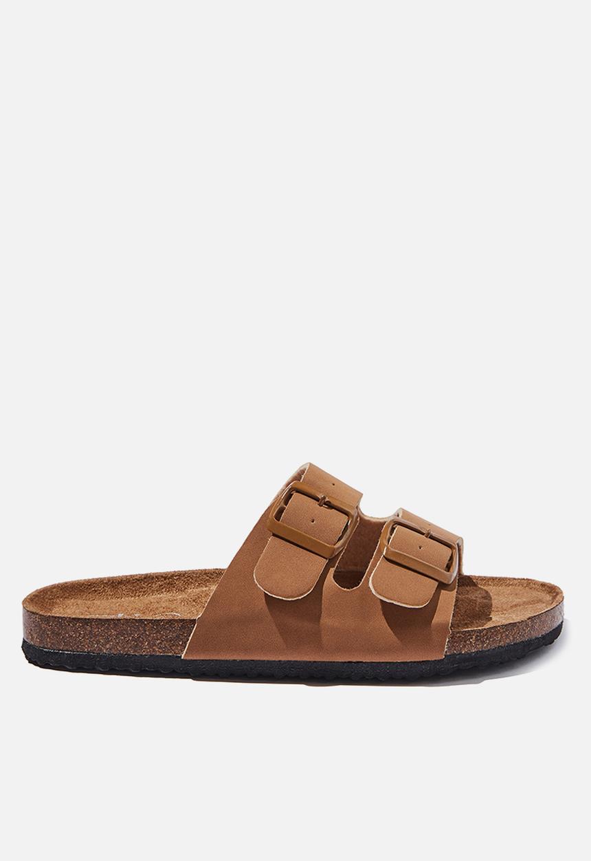 Cotton On - Rex double buckle slide - golden tan rough micro