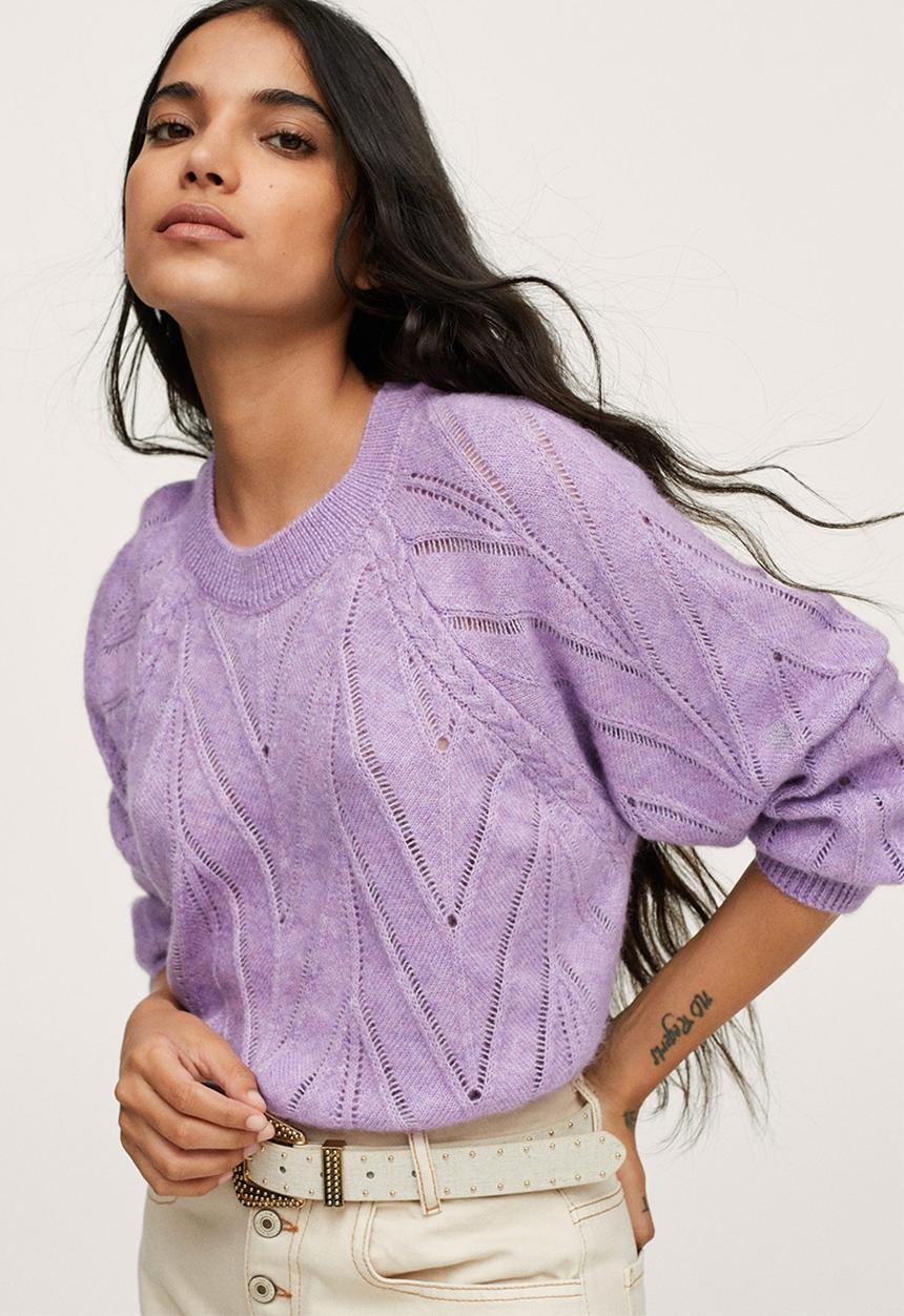 MANGO - Sweater espiga - light pastel purple