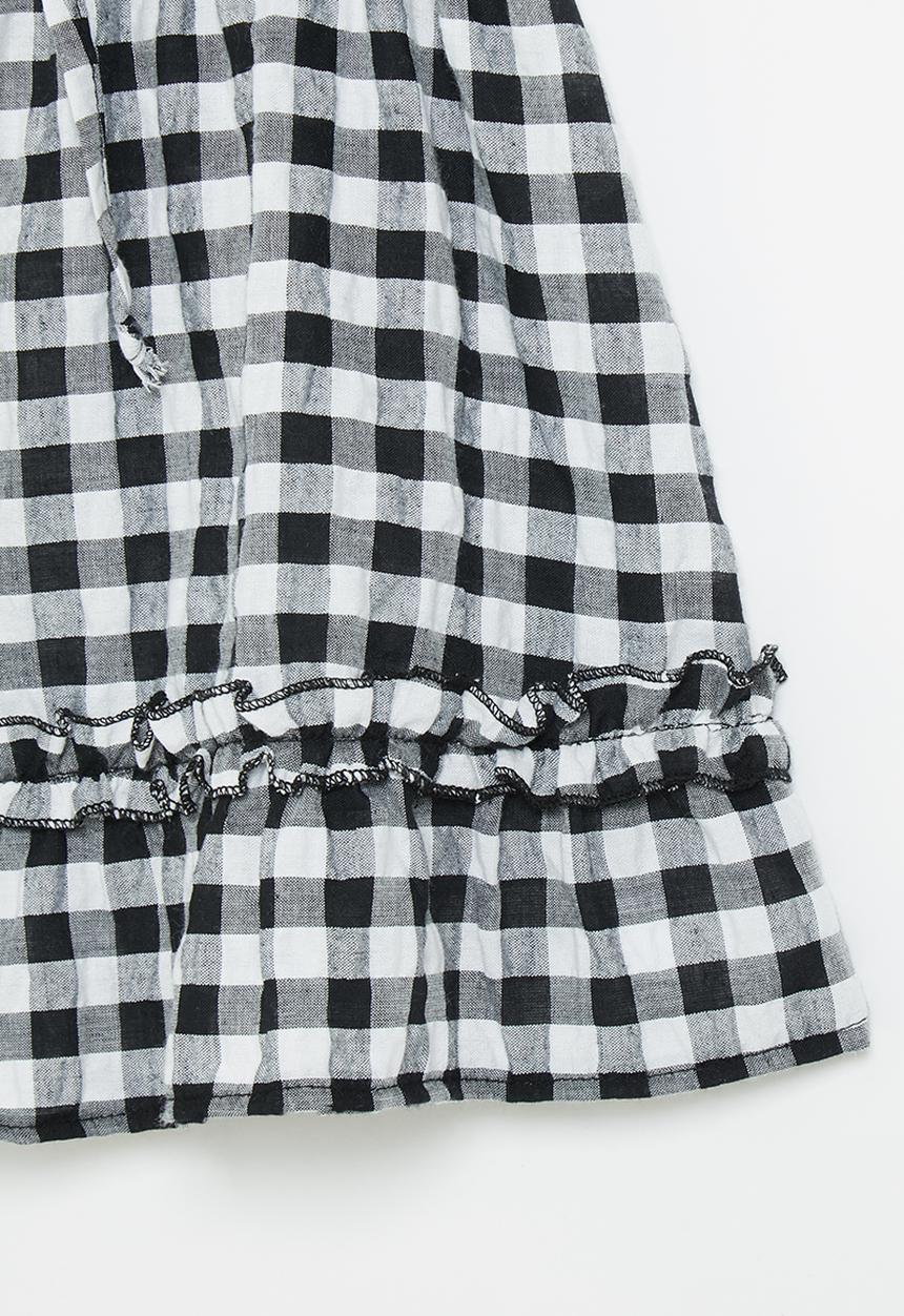 Me&B - Elasticated skirt with pie crust detail - black gingham