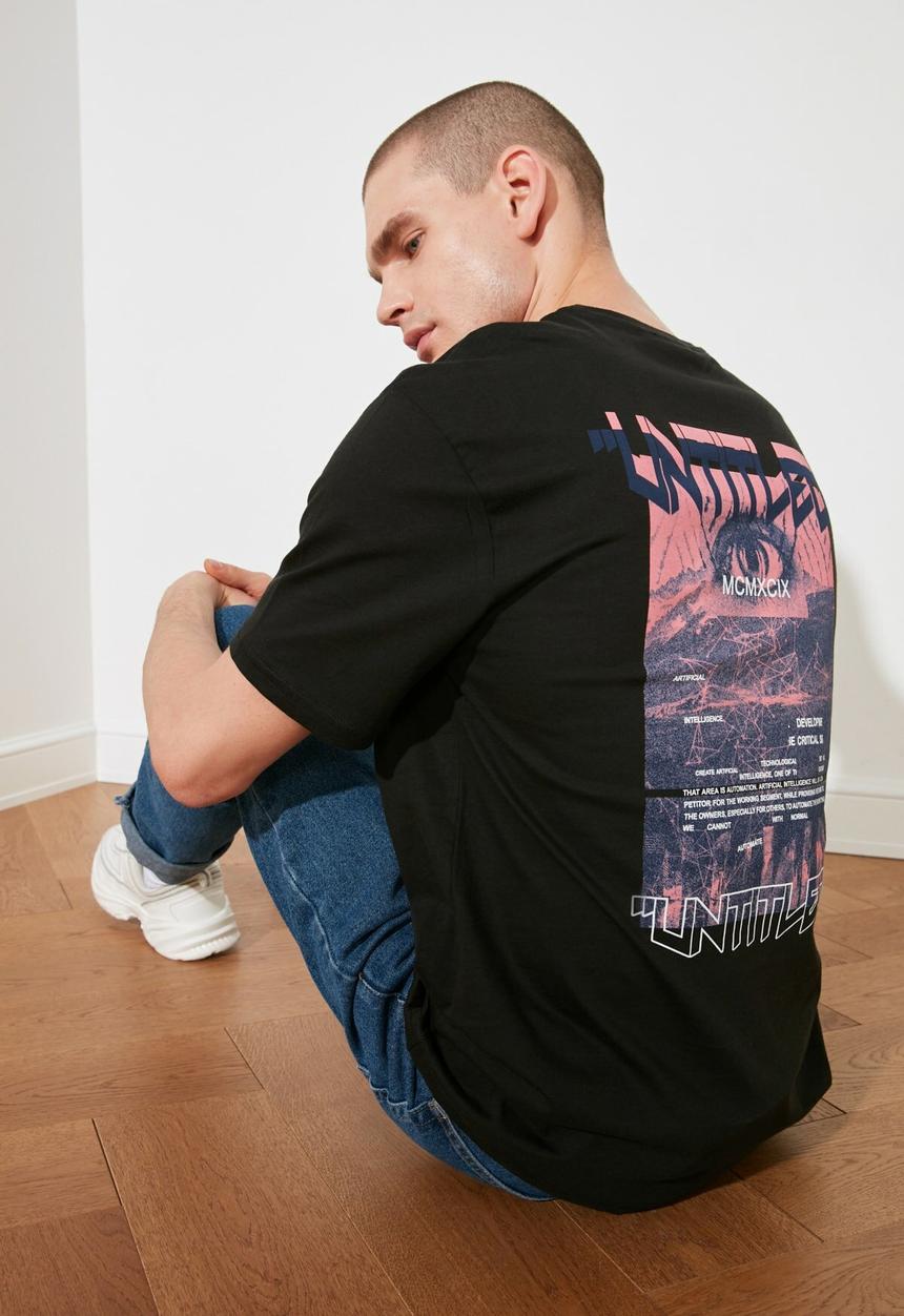 Trendyol - Untitled back print tee - black