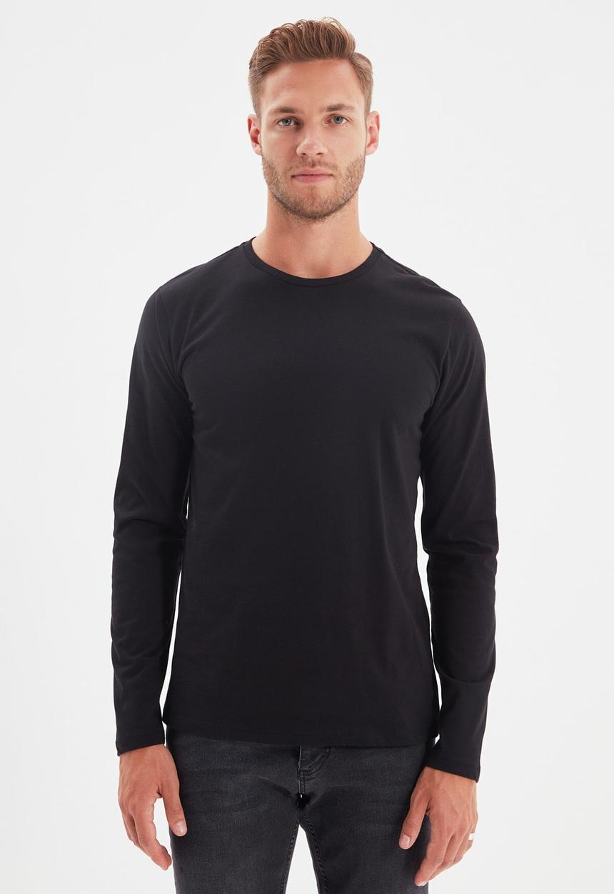 Trendyol - High crew neck long sleeve tee - black
