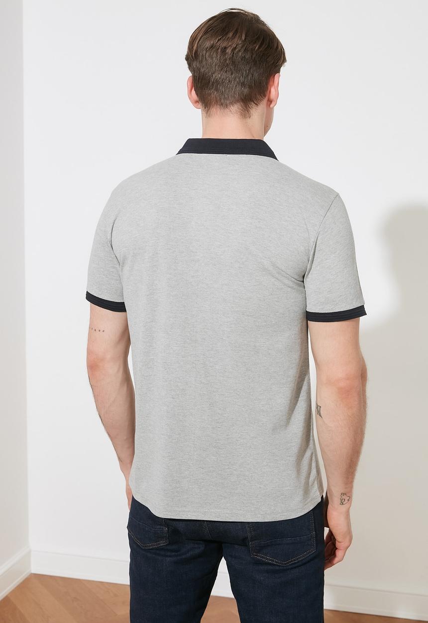 Trendyol - Contrast collar short sleeve golfer - grey
