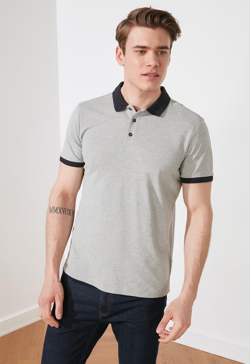 Trendyol - Contrast collar short sleeve golfer - grey