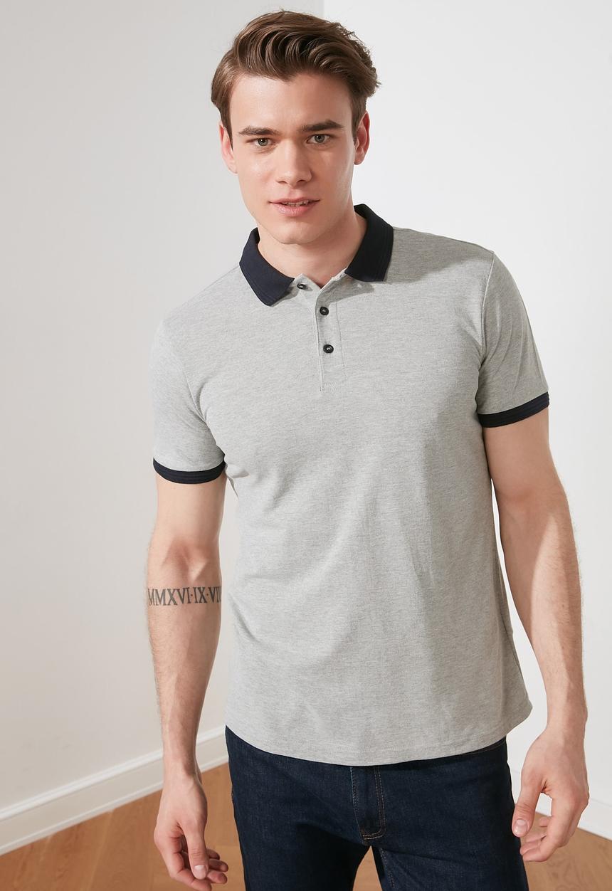 Trendyol - Contrast collar short sleeve golfer - grey