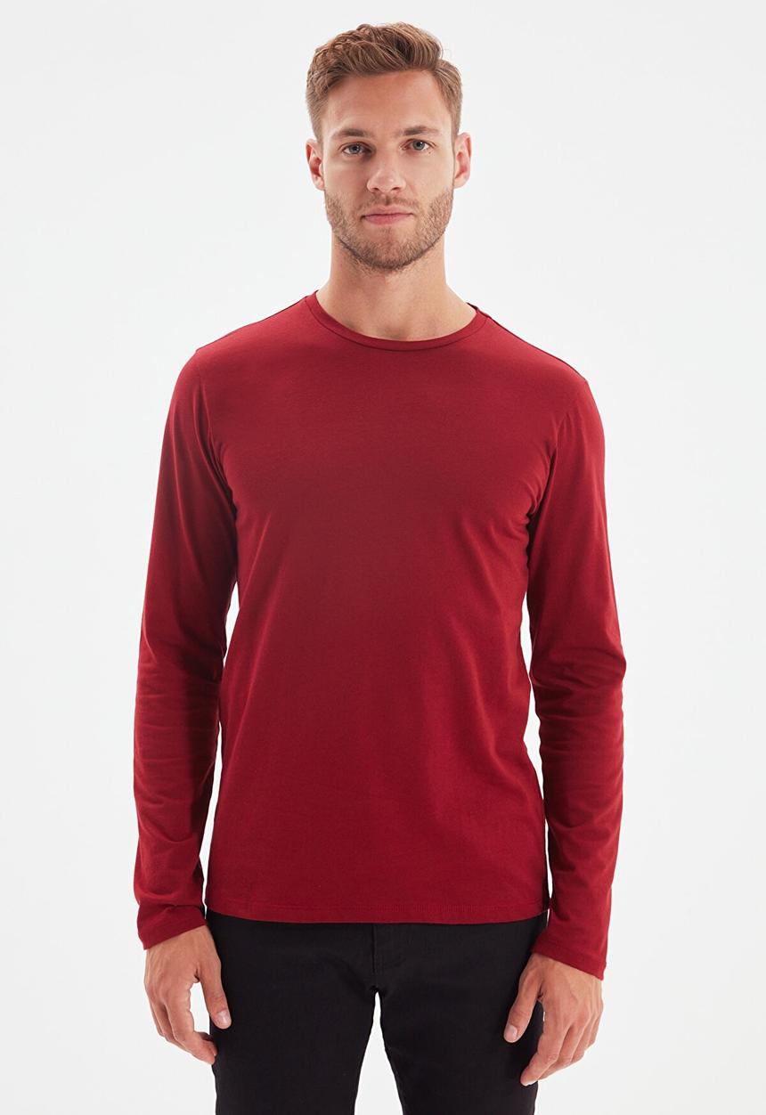 Trendyol - High crew neck long sleeve tee - burgundy