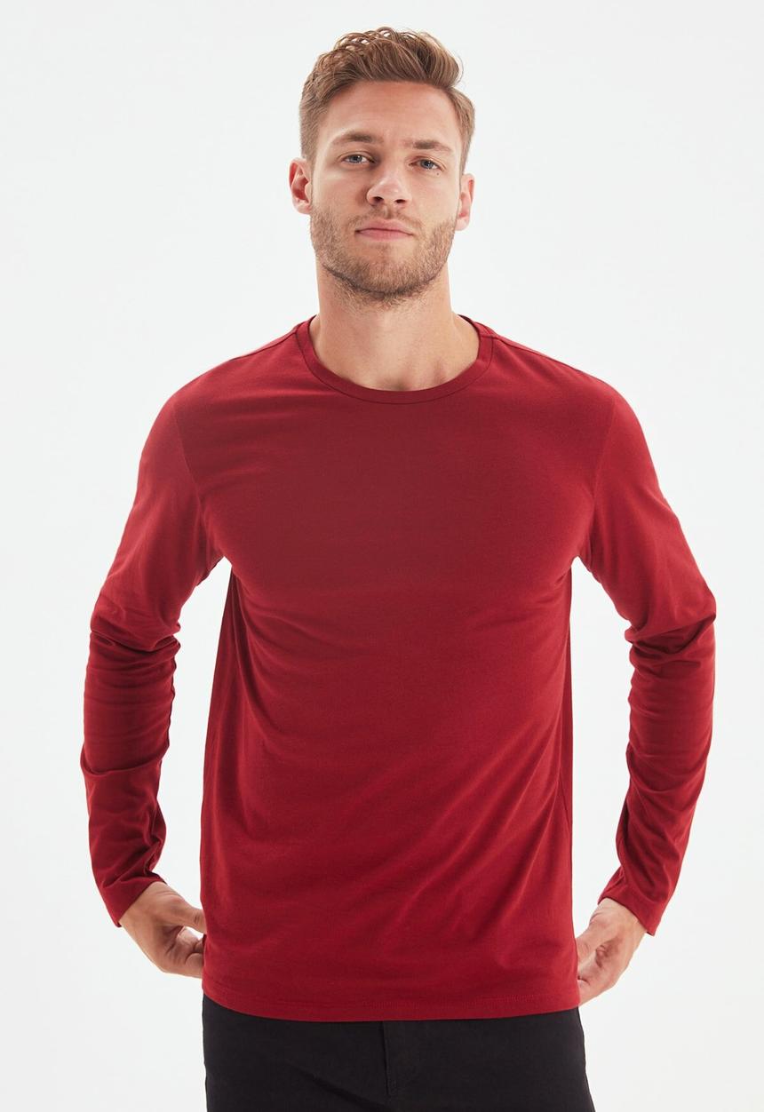 Trendyol - High crew neck long sleeve tee - burgundy