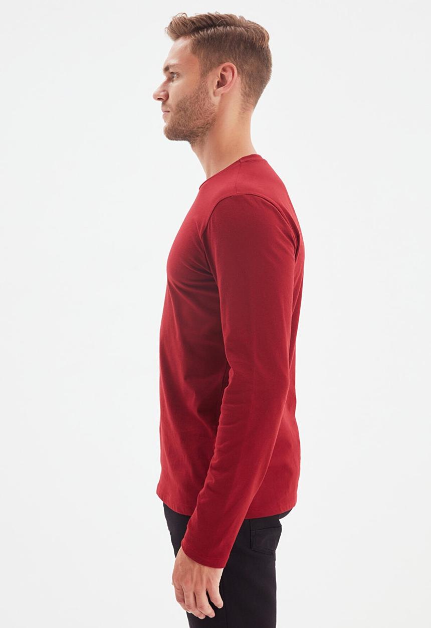 Trendyol - High crew neck long sleeve tee - burgundy