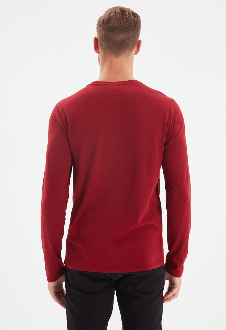 Trendyol - High crew neck long sleeve tee - burgundy