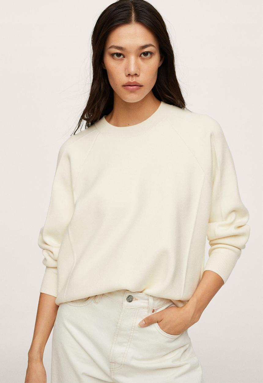 MANGO - Stretch knit sweater - light beige
