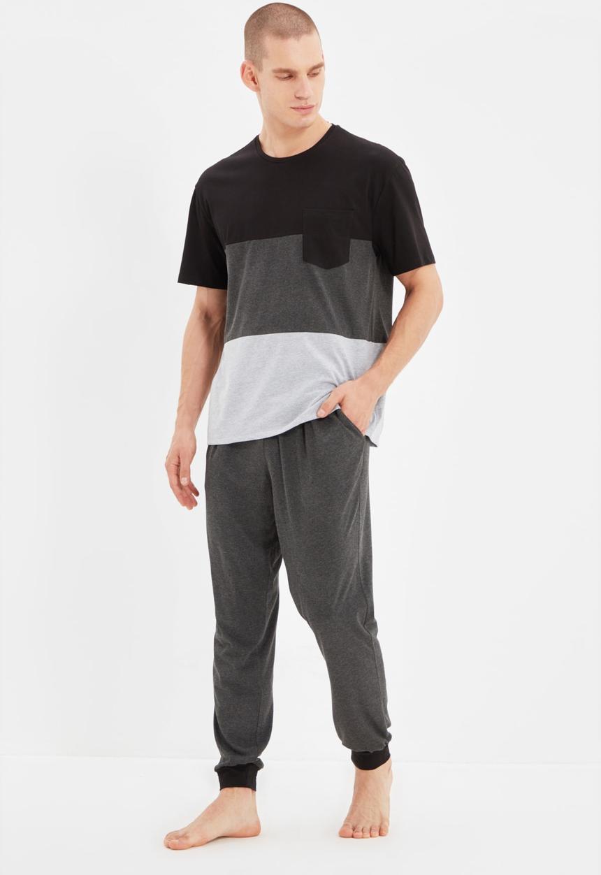 Trendyol - Craig colour block pj set - anthracite
