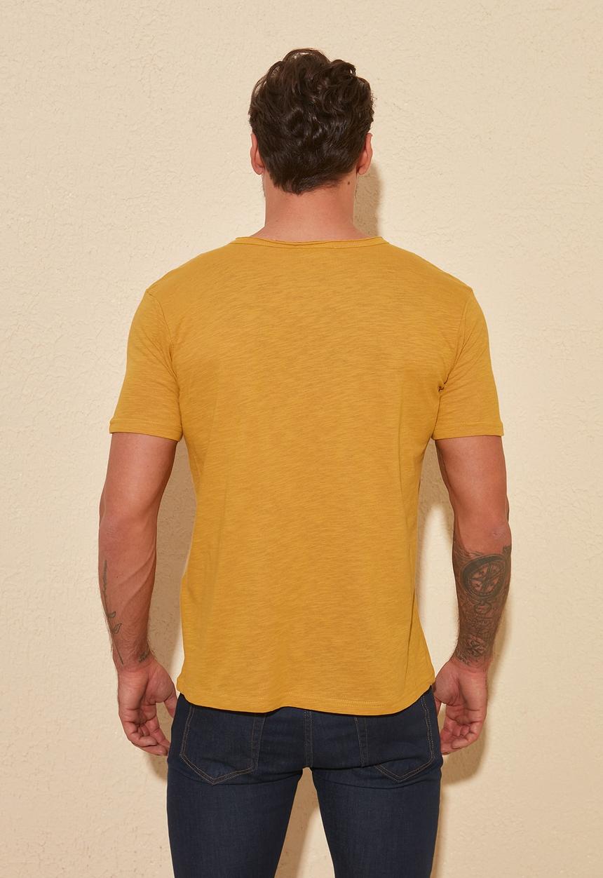 Trendyol - Crew neck raw edge tee - mustard