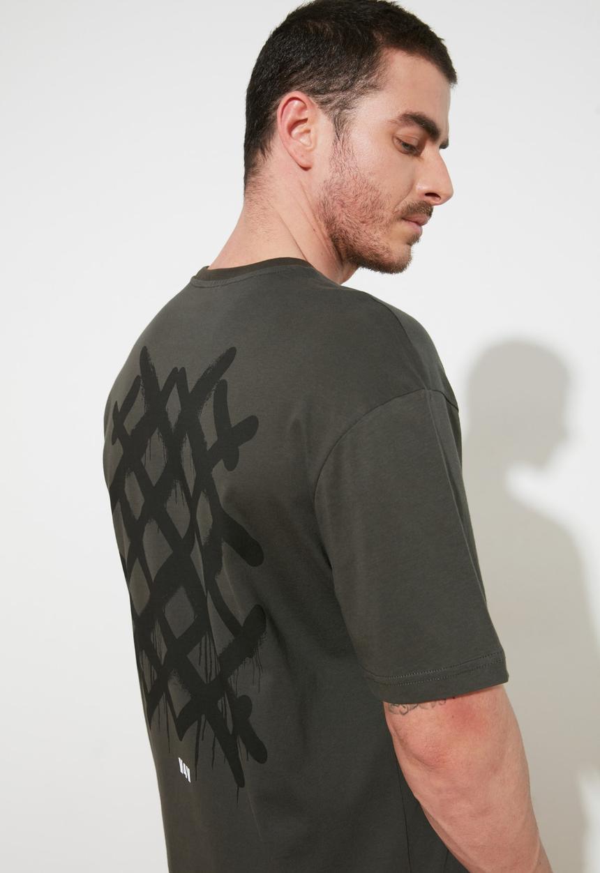 Trendyol - Crosses back print short sleeve tee - khaki