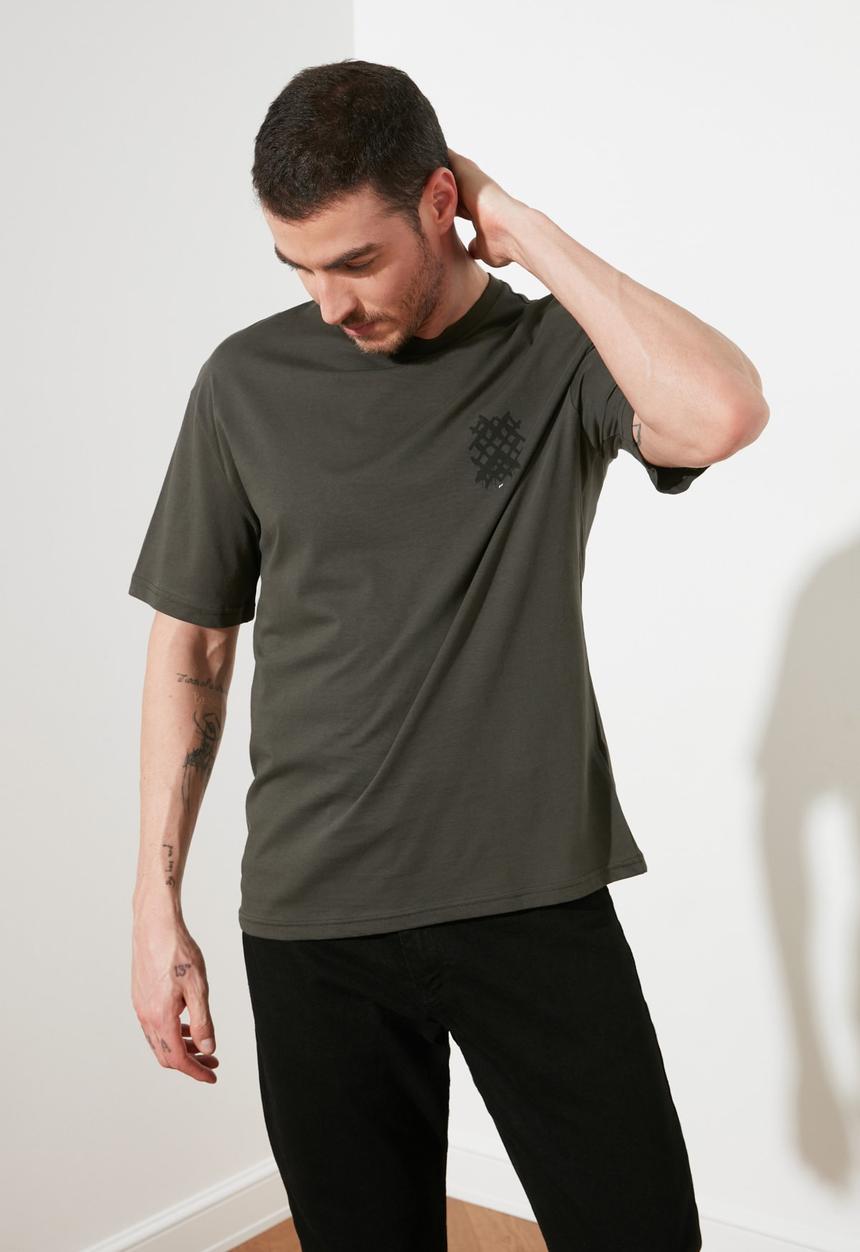 Trendyol - Crosses back print short sleeve tee - khaki