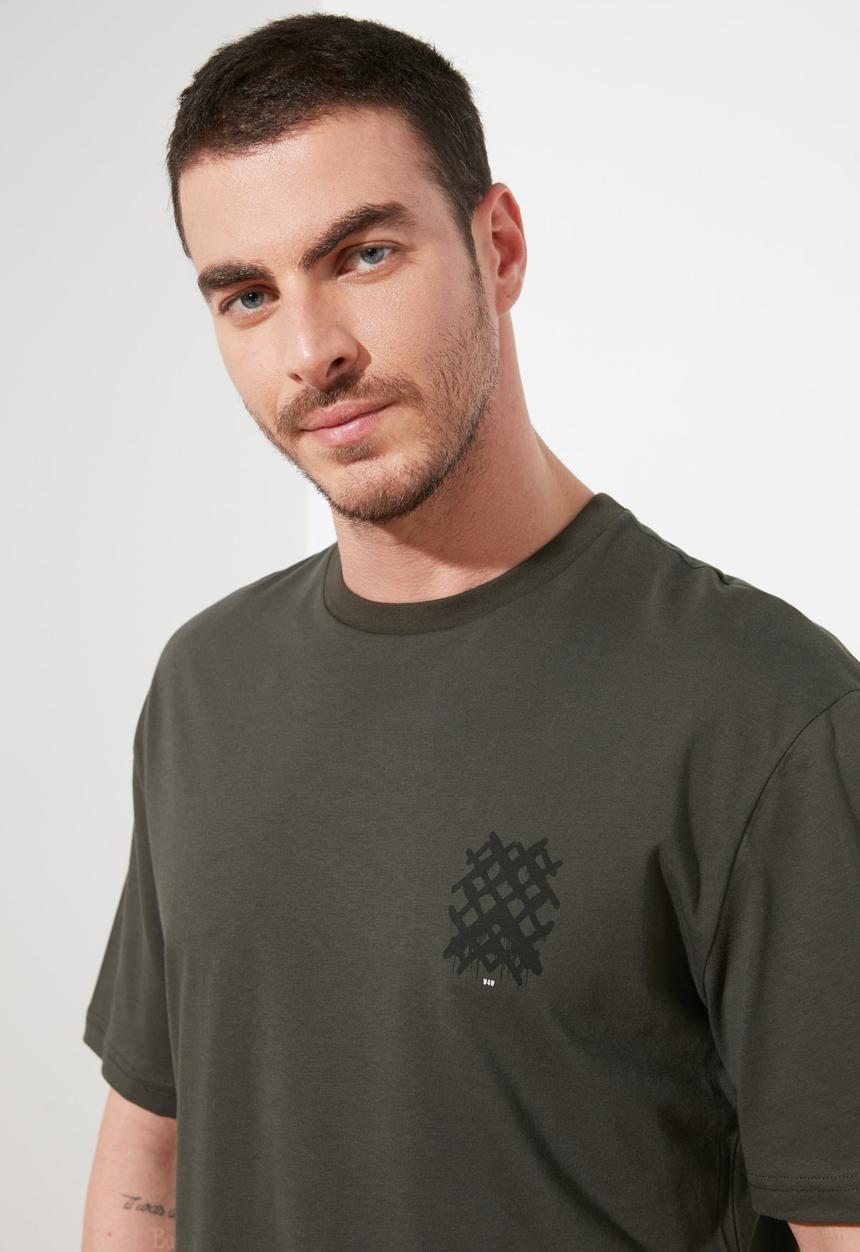 Trendyol - Crosses back print short sleeve tee - khaki