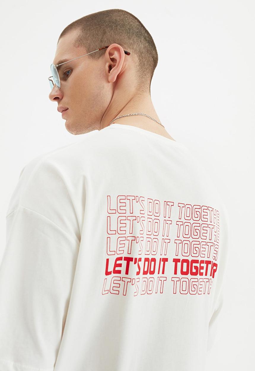 Trendyol - Let's do it together back print tee - ecru
