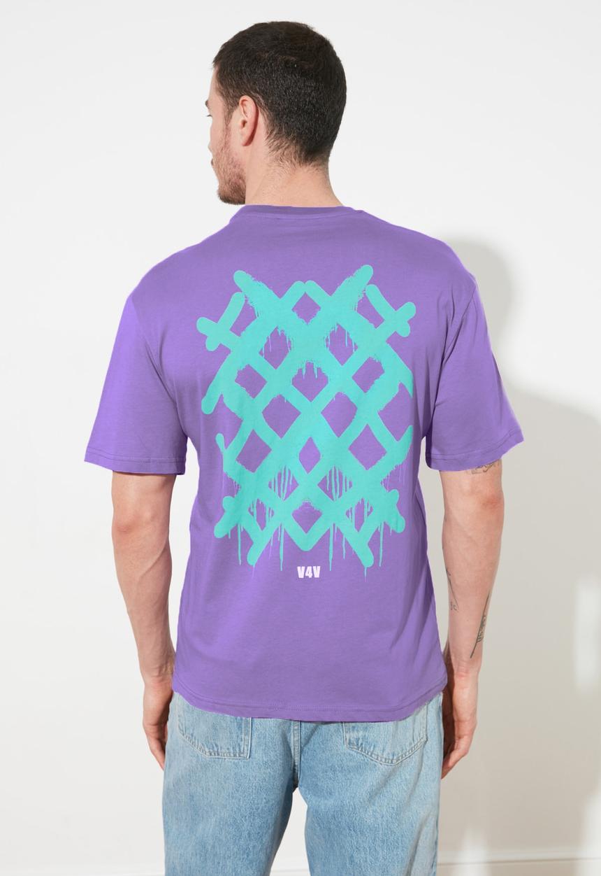 Trendyol - Crosses back print short sleeve tee - lilac