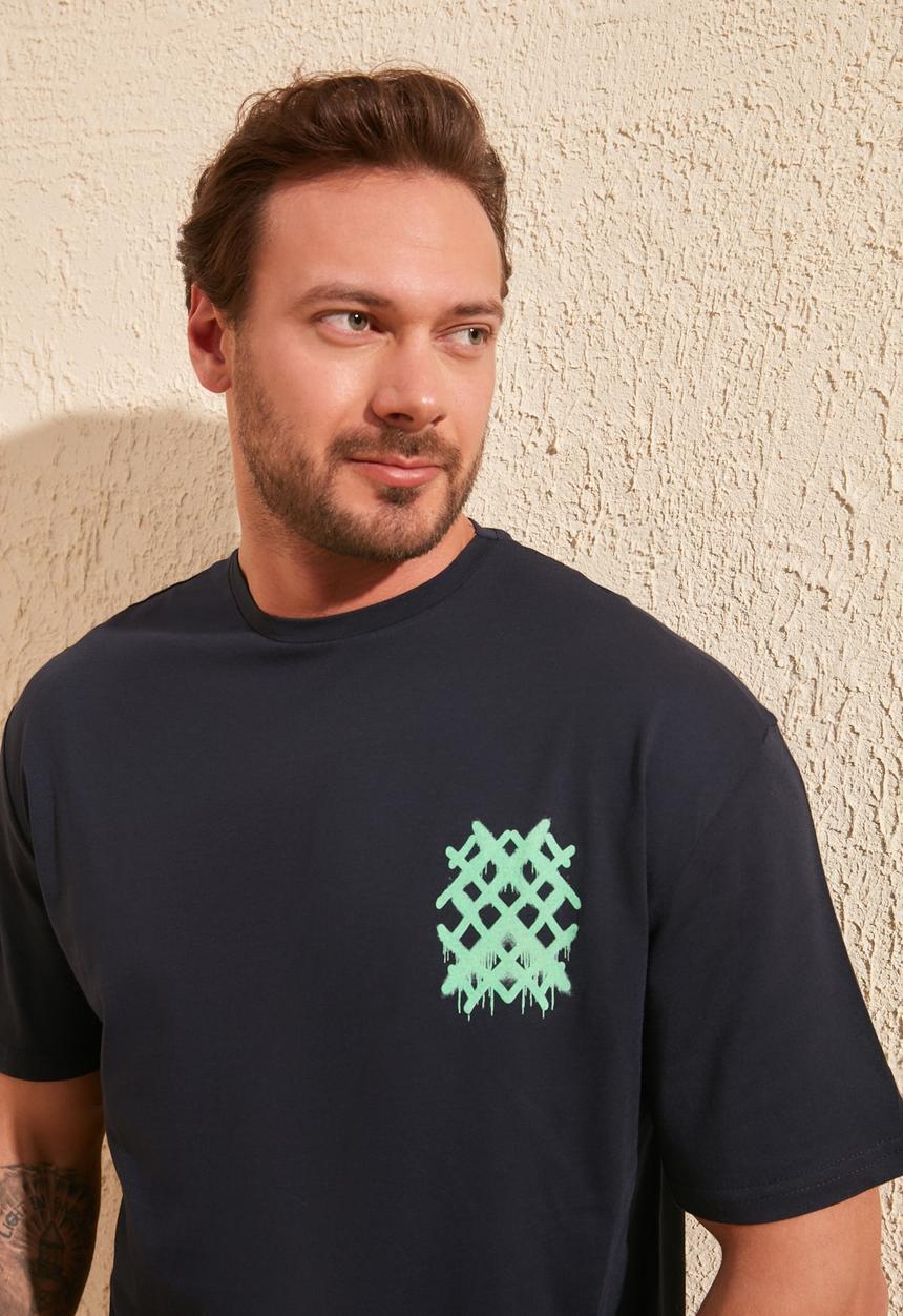 Trendyol - Crosses back print short sleeve tee - navy