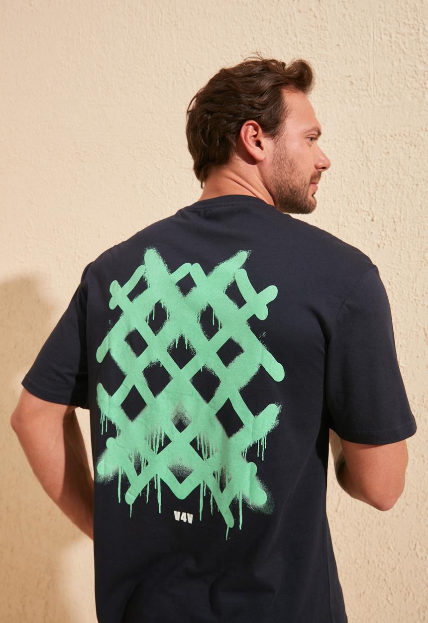 Trendyol - Crosses back print short sleeve tee - navy